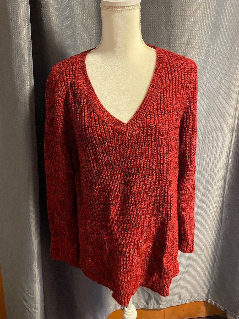 torrid Red Marled V-Neck Knit Sweater
